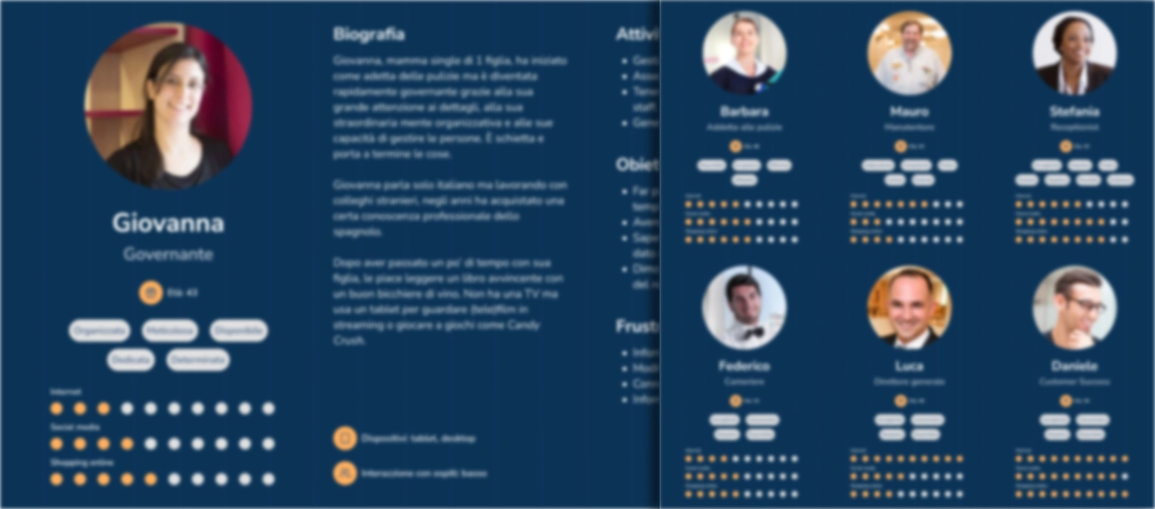 Blurred user personas highlighting the layout and structure, with details obscured for privacy.